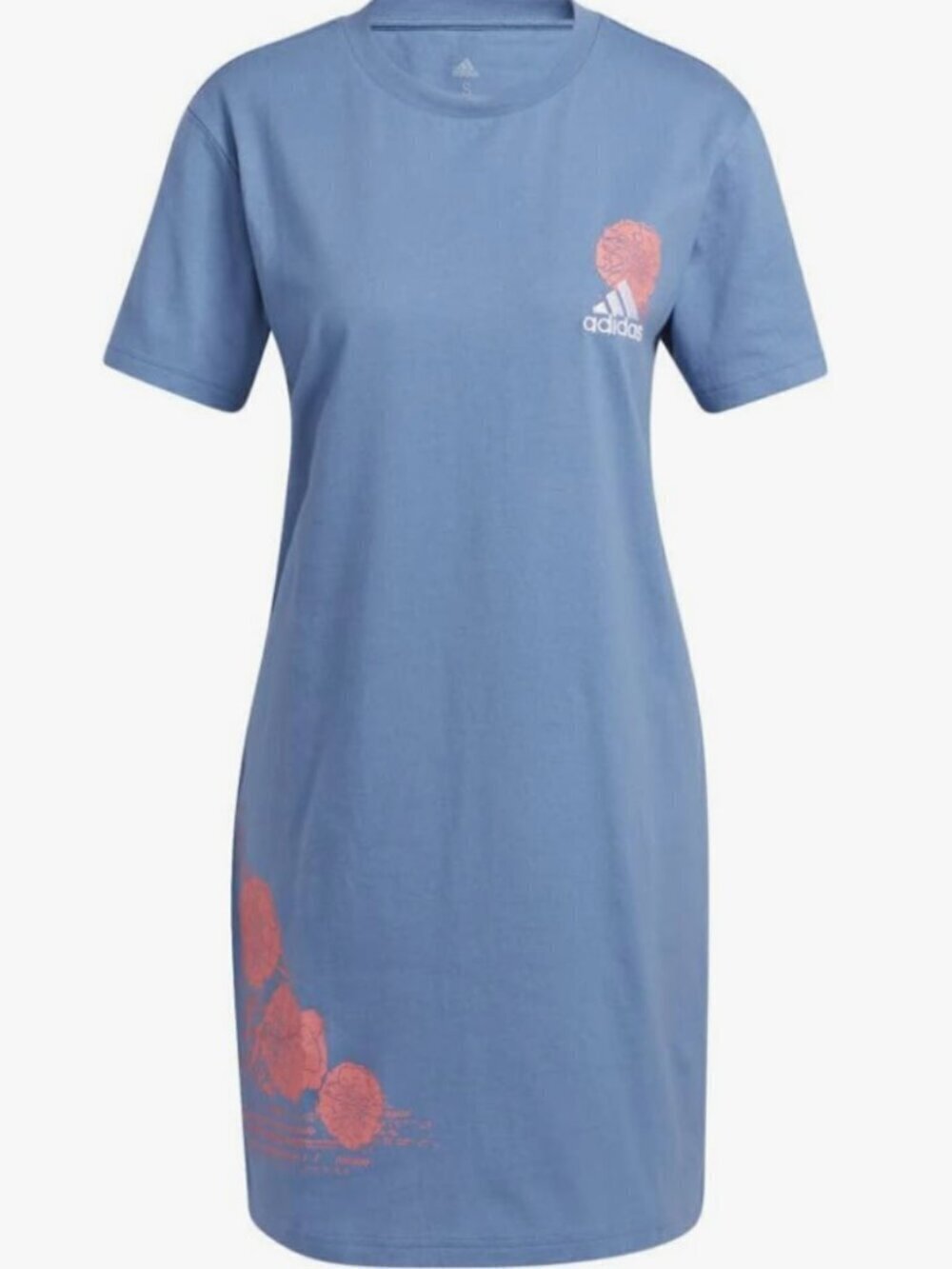 Adidas Blue Womens International Women's Day Dress Pink Floral Design